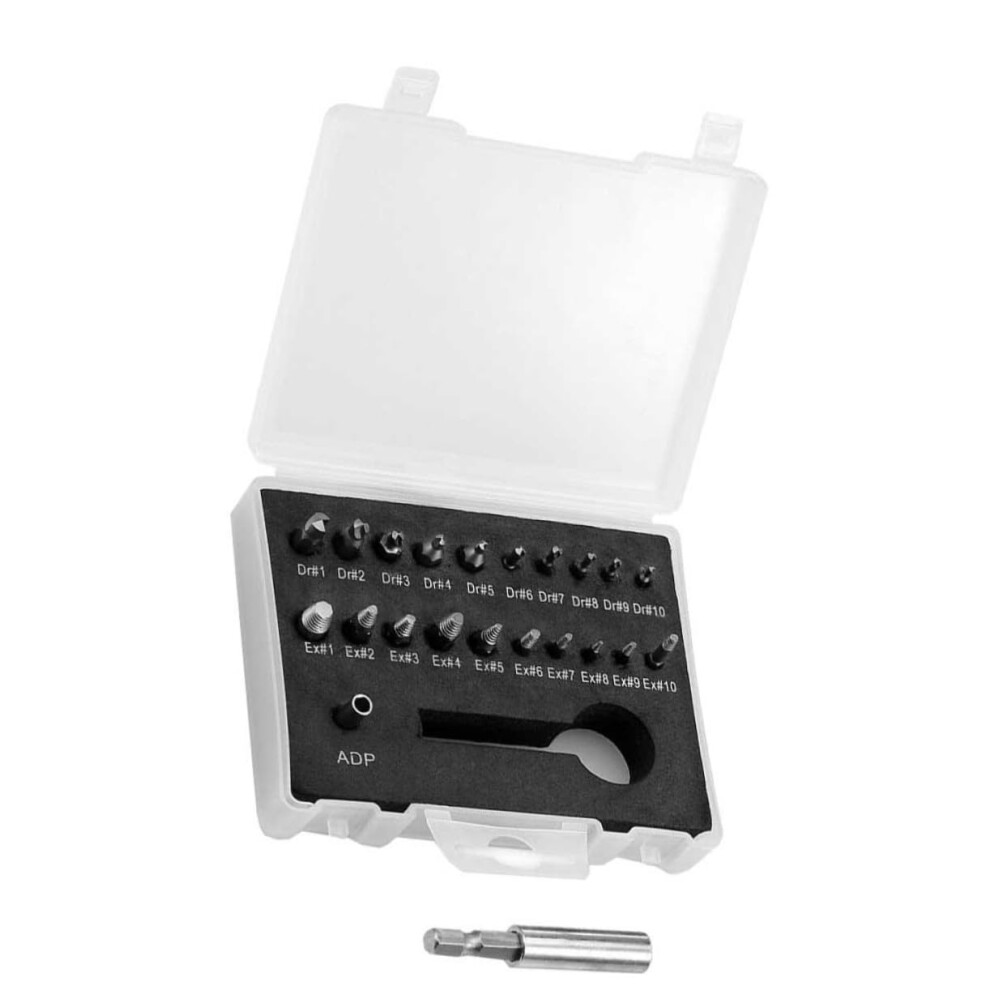 22Pcs Stripped Screw Remover Kit With Bit Holder And Socket Adapter Hardness Broken Bolt Extractor For Damaged Bolts 9339159423745