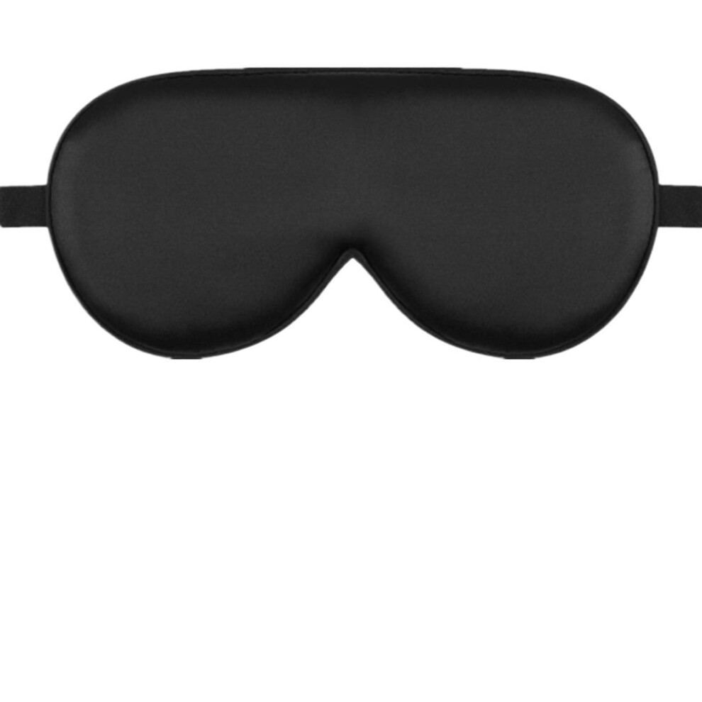 Black Silk Eye Mask 19 Momme Mulberry Silk Sleep Mask With Elastic Adjustable Strap Pack Of 1 Includes Bag