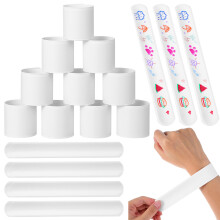 96Stk Weiß PVC Slap Bracelets Blank Für Party Kinder