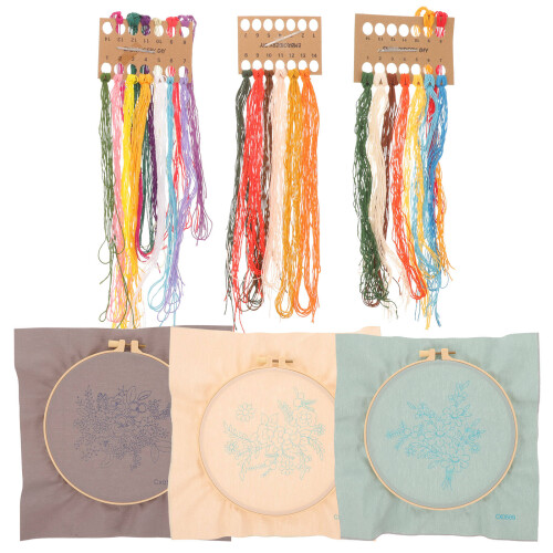 3Sets DIY Borduurset Starter Met Polyester Materialen En Accessoires