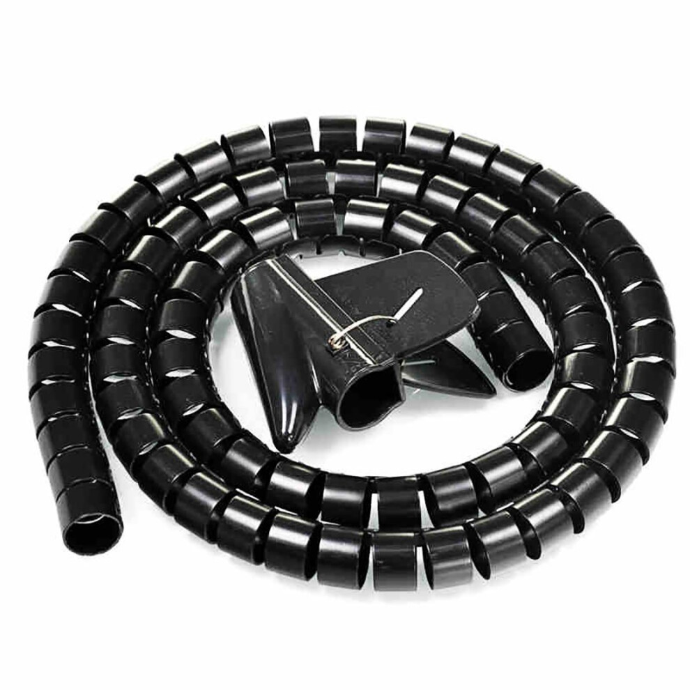 20 Mm Flexible Cable Organiser Spiral Tube Cable Wrap Black 1.5 M With Clip For Computer Cords 9323874161624