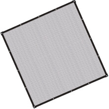 Toile d'ombrage résistante pour terrasse, jardin ou pergola, protection UV, maille avec œillets, matériau respirant, couleur argent.