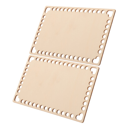2Ud Base De Madera Natural Para Cesta Tejido Y Bolso