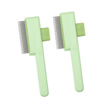 2PCS Hundekamm Selbstreinigendes System Haarkamm zum-Grün
