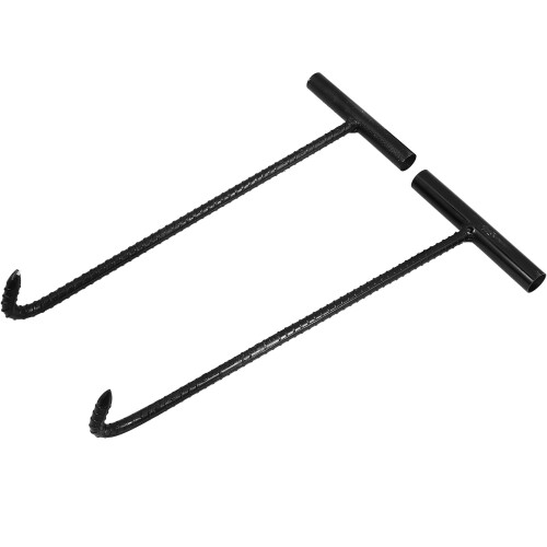 2Pcs Durable Steel Manhole Lid Lifting Hooks T Handle Utility Hooks