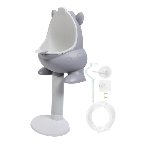 Space-Saving Wall-Mount Kids Urinal Adjustable Height Light Grey
