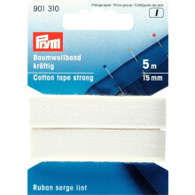 15mm Prym Extra Strong Cotton Tape 5m White - each