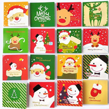 Pack Of 16 Assorted Small Square Xmas Christmas Cards With Envelopes Included  One Each Design, Holiday Greeting Cards