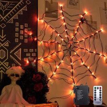 Halloweenske dekorácie s nádychom, 80LED vonkajšie sieťové svetlá s vodotesným zástrčkovým konektorom, jedinečné svetlá s pavučinou pre