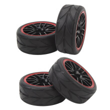 4 Pcs 1/10 RC Car Tires Rubber Plastic Off-Road 65mm 26mm Set