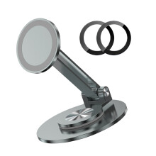 Strong Aluminum Phone Dock with 360 Rotation Magnetic Base-Gray