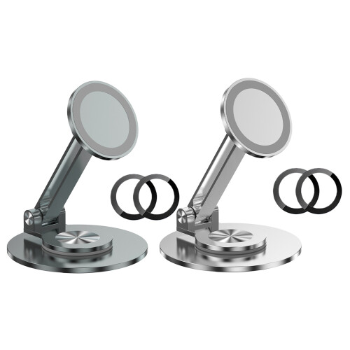 Foldable Magnetic Phone Holder With Strong Metal Base-Silver 1