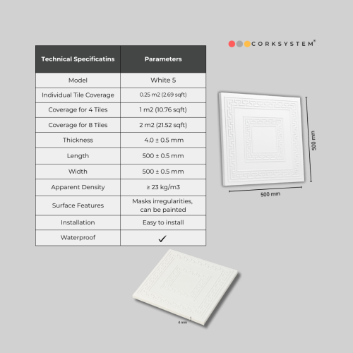 White 5: Decor Wall/Ceiling Panels 2m2 (21.52sqft) 1