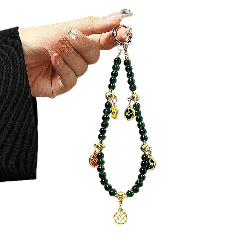 Phone Lanyard Featuring 5 Prosperity Gods Anti Slip Wrist- Green 7751000408770