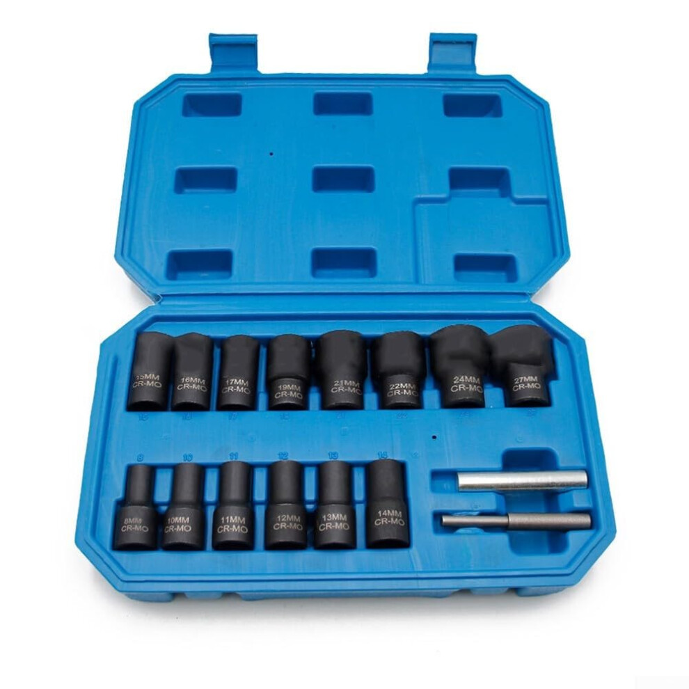 Extractor Set 16Piece For Damaged Nuts And Bolts, Alloy Steel Construction, Metric And Sae Sizes 9323874171319