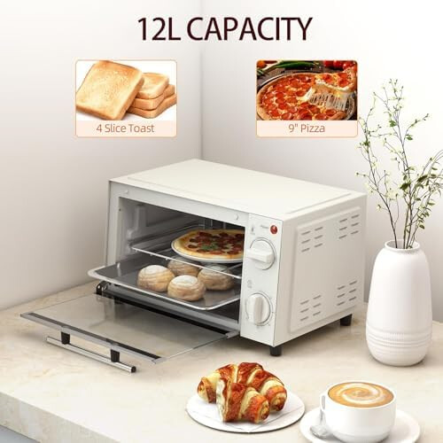 Electric Oven Mini Oven 12L Capacity, 100230 C Temp Range, Upper/Lower Heating, 60Min Timer 2