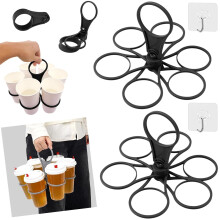 Collapsible Drink Carrier 2Pack, 6Cup, With Handle, Portable Foldable Tray for Holiday, Reusable Drinks Holder (B)