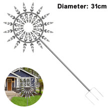 Windbetriebene kinetische Skulptur für die Gartendekoration, Metall-Windmühle für den Außenbereich mit doppelter Windbewegung, robuste