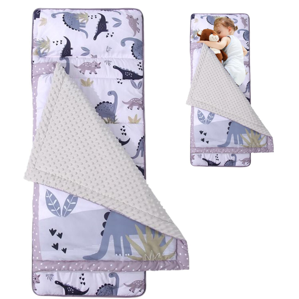 Toddler Nap Mat With Pillow And Blanket 47x20 Dinosaur Nap Mat Style 2 Roll Up With Handle For Daycare