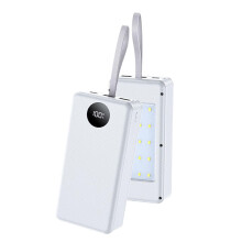 Portable USB Charging Holder For 12 x 18650 Batteries, USB Power Shell, Digital Display, Camping Light, White 10 W