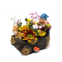 Vaso per fiori a forma di coniglio in resina con foro di drenaggio, divertente fioriera per piante grasse con design a forma di animale per