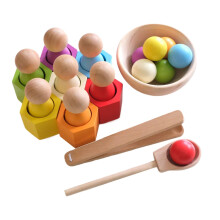 Rainbow Balls in Cups Ball in Cups Matching Game For Kids Fine Motor Skill Toy Early Learning Activity Kindergarten