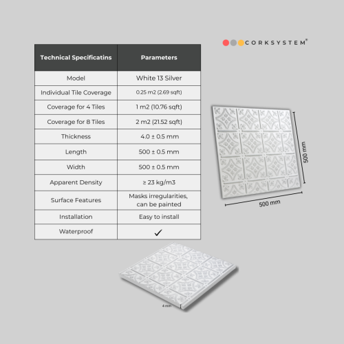 White 13 Silver: Decor Wall/Ceiling Panels 2m2 1
