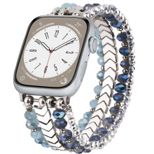 Beaded Straps For Apple Watch Blue Beaded Strap 42mm 44mm 45mm 46mm 49mm Compatible With Ultra Series 111 Women