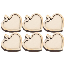 6Stk Mini Stickrahmen Holz 4x4cm Herzförmig Für Diy Anhänger Beige