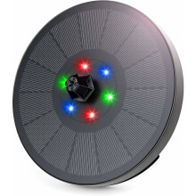 Solcellsfontän för utomhusbruk med RGB-ljus, justerbara spraylägen, självfiltrerande skydd, soldriven vattenfunktion för trädgård, fågelbad,