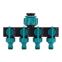 Divisor de água de 4 vias para irrigação de jardim, adaptador de aspersor de irrigação de jardim com 3 entradas, construção robusta em ABS com