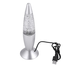 USB Powered Glitter Lamp with Color Changing LED, Rocket Shape Night Light for Kids and Adults, Glitter Lava Lamp with Soft Soothing Light for Creatin