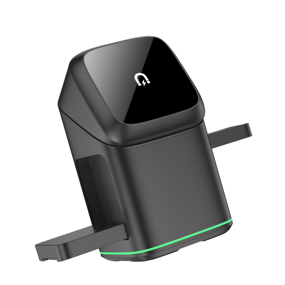 3 In 1 Rotating Metal 15W Magnetic Charging Station- Black 7627000368843