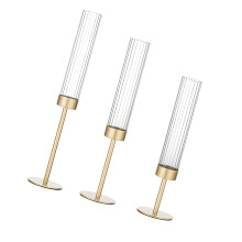 Three Piled Gale Candle Possessors Ribbed-Electroplated gold o