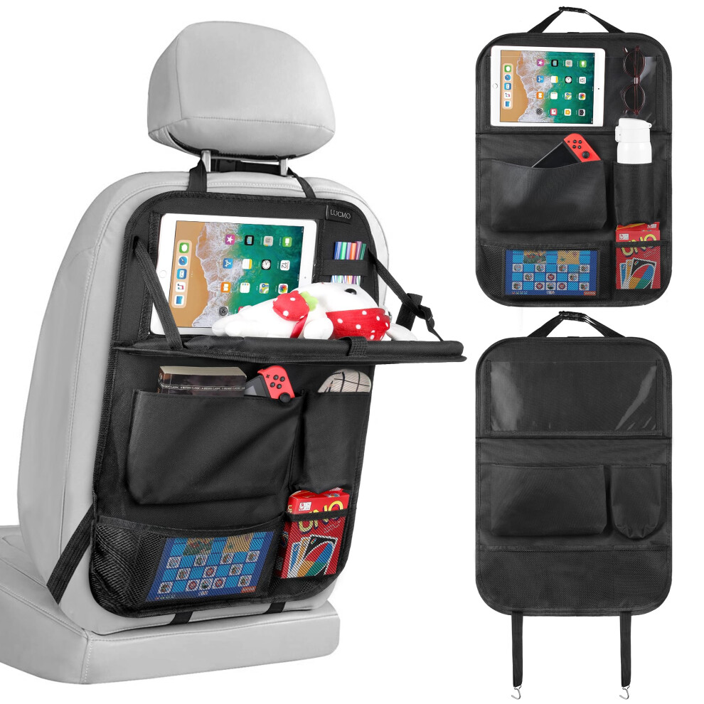Lucmo Car Organiser Car Seat Organiser, Car Backseat Organiser With Foldable Tray Table For Up To 10.5 Ipad, 6 Pockets, Kids Toy Storage, Water Proof 8000002221917