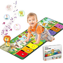 Rodzon Toys for 1-4 Year Old Boys Girls, Musical Play Mat with 9 Piano Keyboard, Piano Dance Mat Built in 19 Sounds & Recording Function for Toddlers