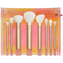 REAL TECHNIQUES The Wanderer Make up Brush Kit, Premium and Professional 8 Midi-size Brush Set with Bag, Soft Bristles, Foundations, Powders, and