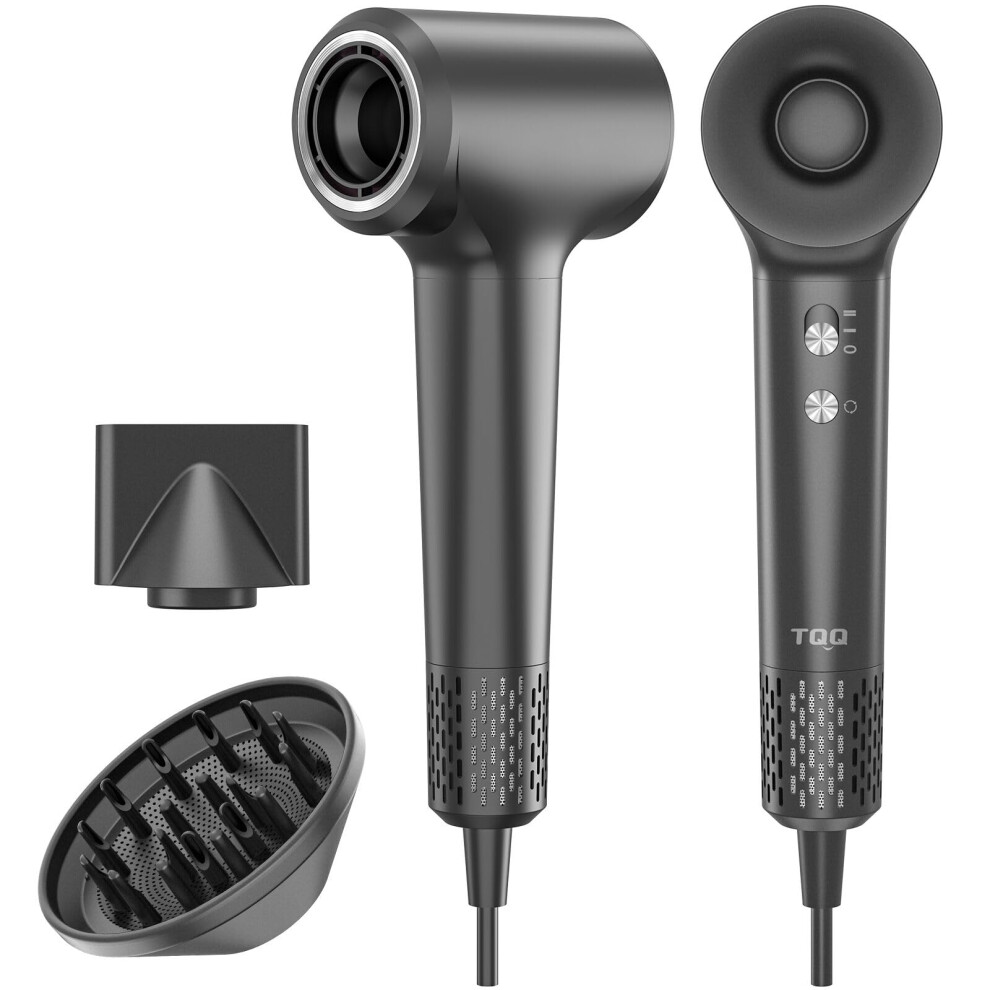 Tqq Hair Dryer With Diffuser, 200 Million Negative Ionic Hairdryer, 110, 000 Rpm High Speed Brushless Motor Blow Dryer For 2Min Fast Drying, 57Db Low