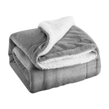Couverture Lit Gris En Laine Sherpa Extra Chaude Polaire