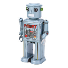 Vintage Iron Wind Up Robot Toy for Cafe Bar Restaurant Decoration