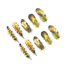 10 PCS Feather Stickers PET Sparkling Effect for Journal Notebook Yellow