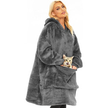 Wearable Fleece Blanket Hoodie with Giant Pocket