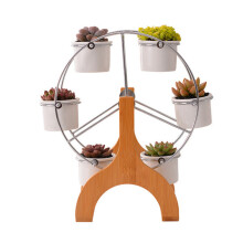 Pflanzgefäß aus Polyestergewebe mit kunstvollem Design, inspiriert von Keramik, drehbar, für Sukkulenten, Gartendekoration mit 6 Töpfen,