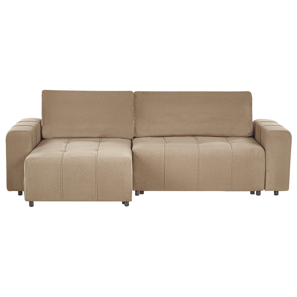 Corner Sofa Bed 3 Seater INNVIK Fabric Brown with Storage Right Hand-image-OPC-PH8VMPJ-NEW