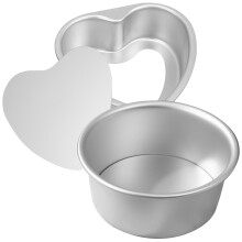 2Pcs Silver Aluminum Heart Cake Tins Removable Base Baking Moulds