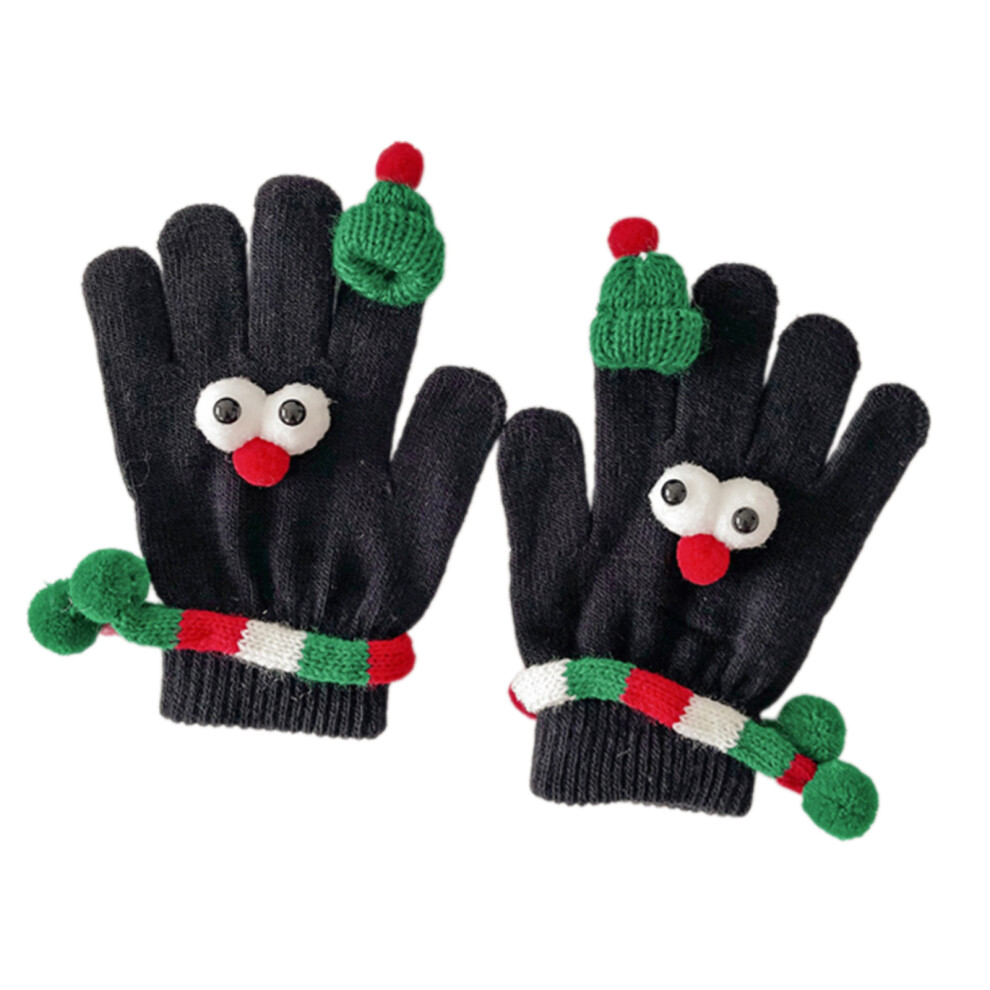 Black Festival Theme Gloves Christmas Gloves With 3D- Children