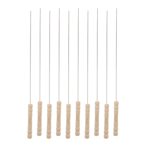 10 Unidades Brochetas Redondas Inoxidable Con Mango Madera 1