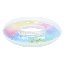 Thicken Sequins Translucent Gradient Rainbow Inflatable Swim Ring