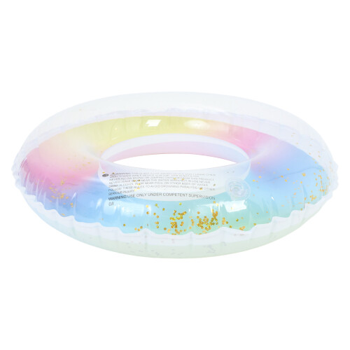 Thicken Sequins Translucent Gradient Rainbow Inflatable Swim Ring