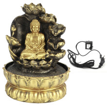 Fonte de mesa com cascata e luzes LED, decoração zen para casa, escritório e quarto, fonte com estátua de Buda e bomba submersível silenciosa,